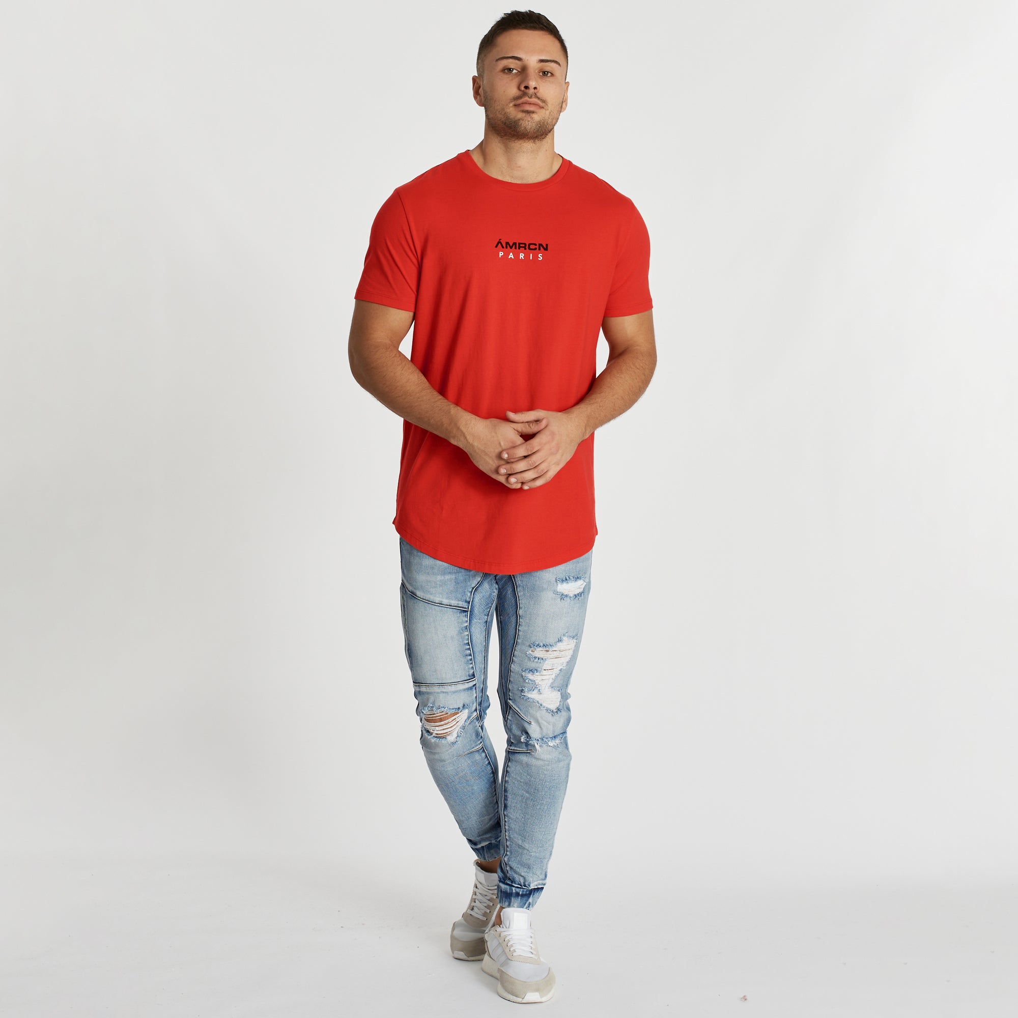 Avec Nous Dual Curved T-Shirt Red