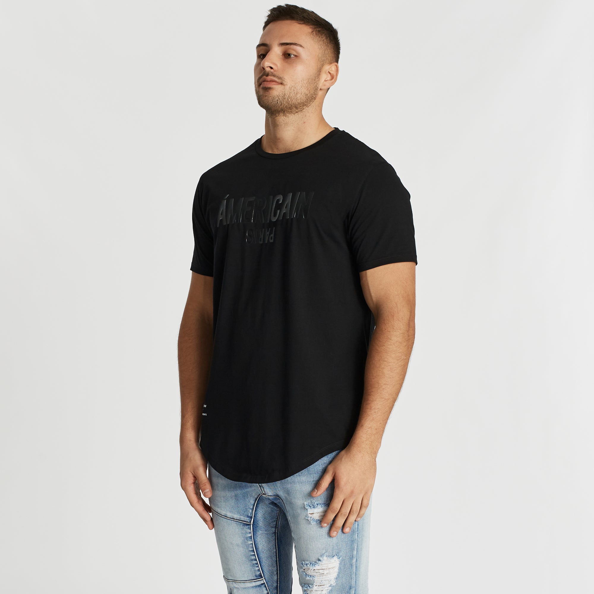 Ca Ca Va Vient Dual Curved T-Shirt Jet Black