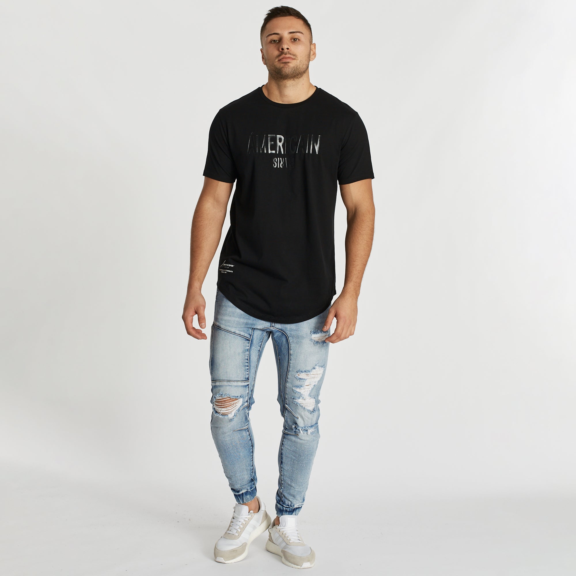 Ca Ca Va Vient Dual Curved T-Shirt Jet Black