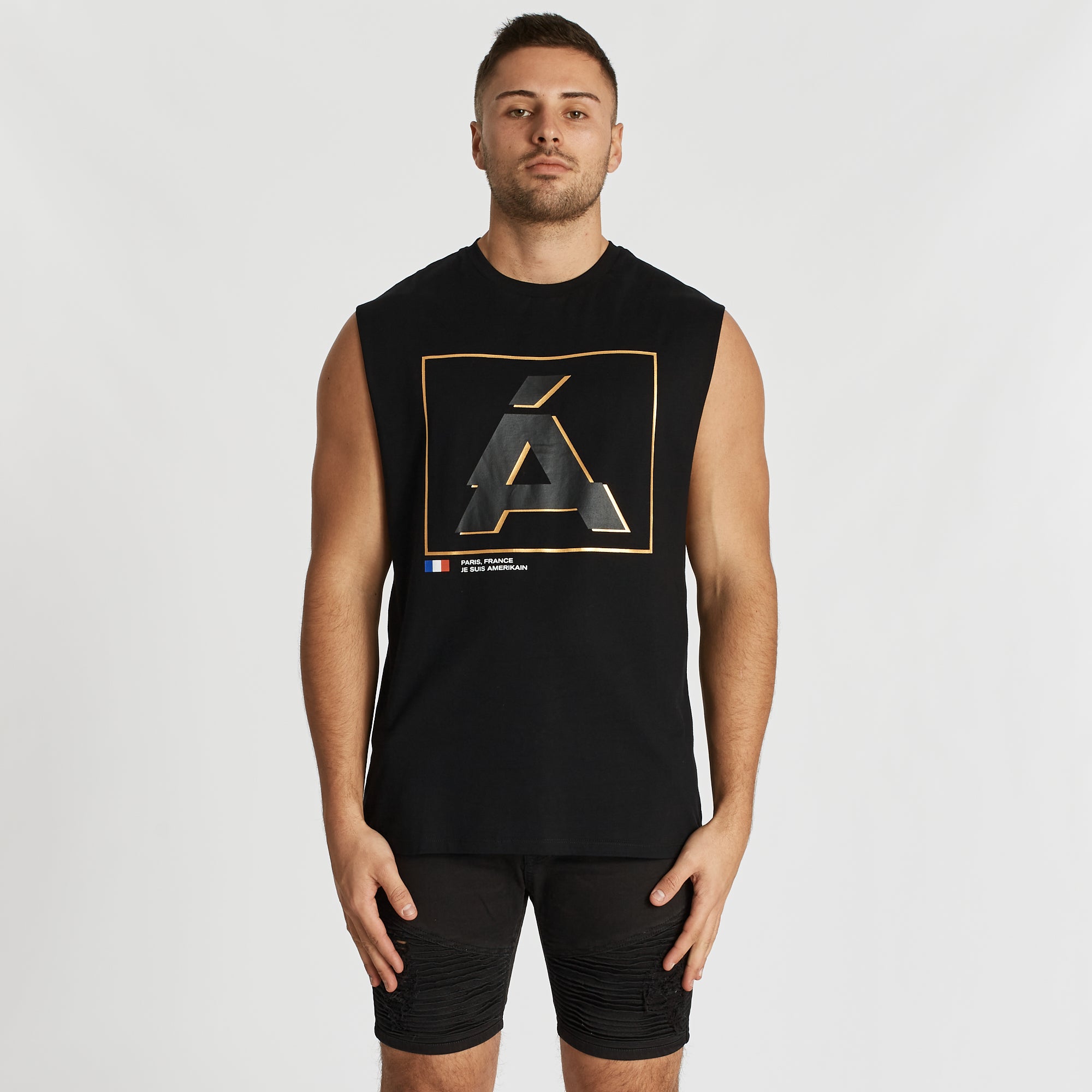 Amour Toxic Scoop Back Muscle Tee Jet Black