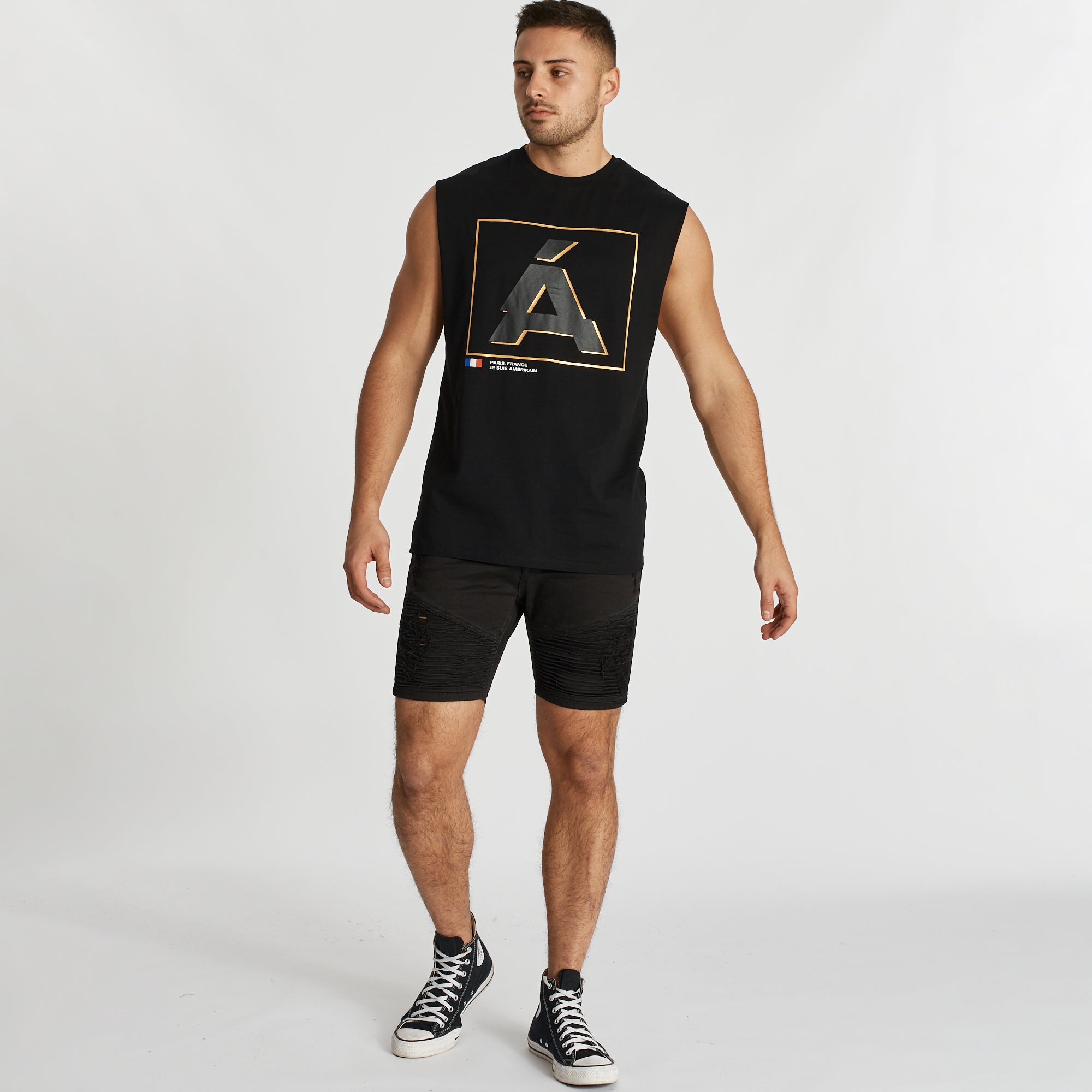 Amour Toxic Scoop Back Muscle Tee Jet Black