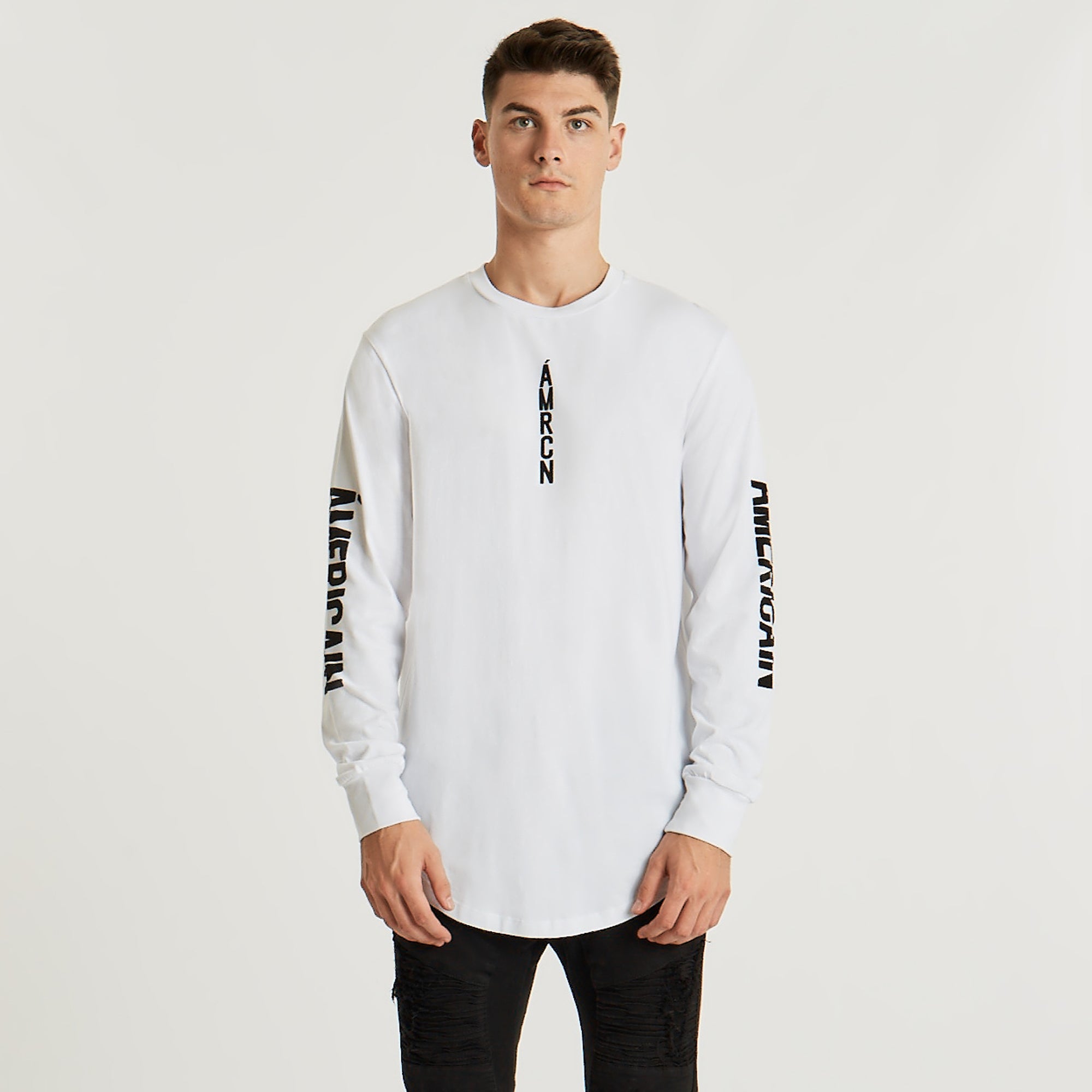 Etroit Dual Curved Long Sleeve T-Shirt White
