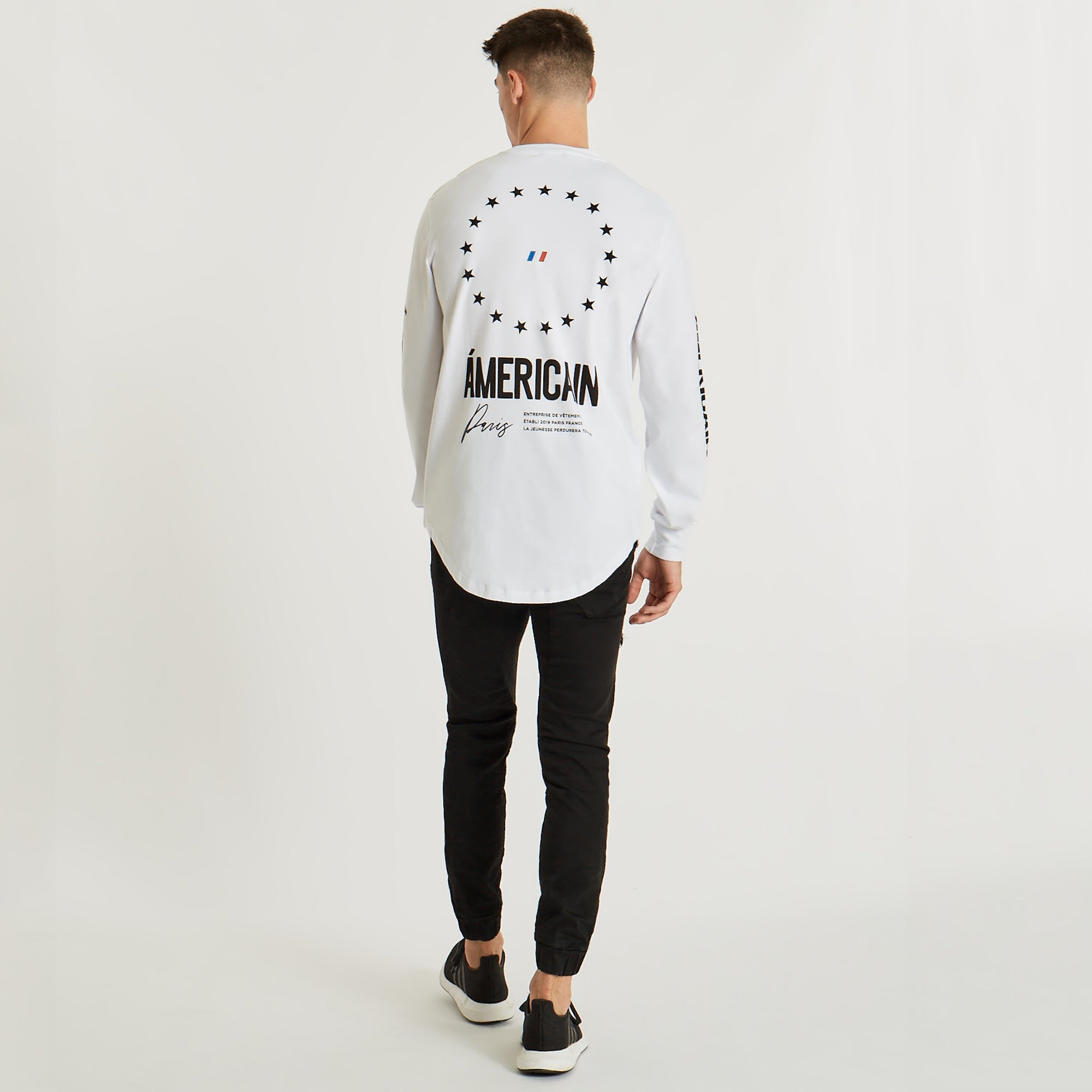 Etroit Dual Curved Long Sleeve T-Shirt White