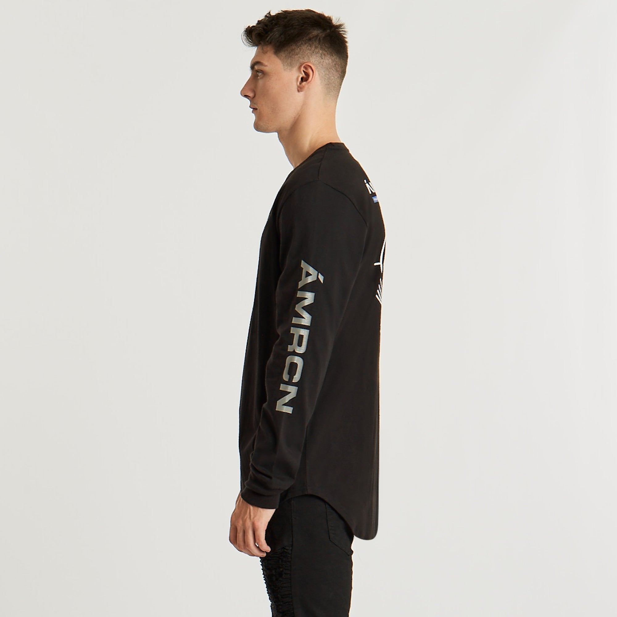 Cicatrice Dual Curved Long Sleeve T-Shirt Jet Black