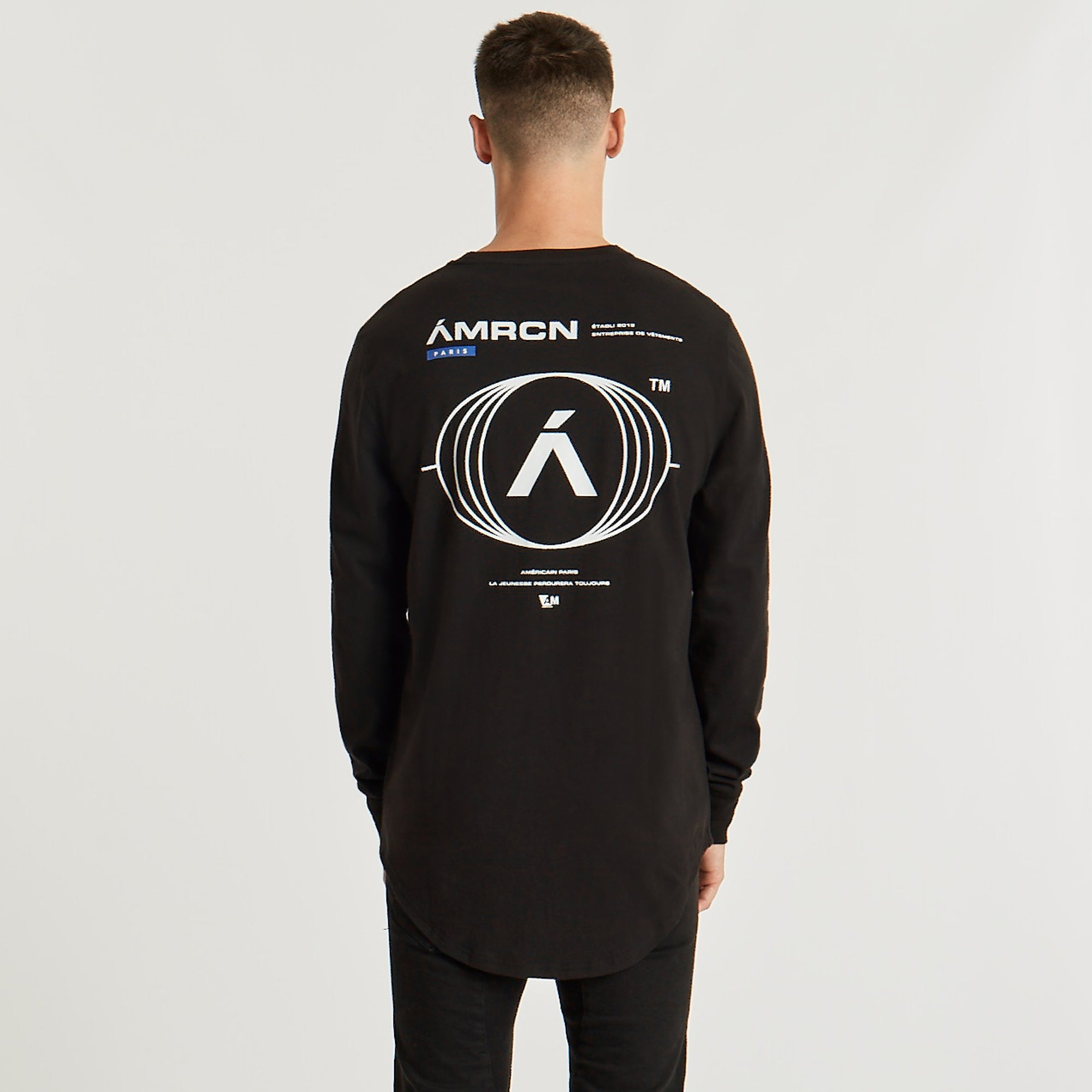 Cicatrice Dual Curved Long Sleeve T-Shirt Jet Black