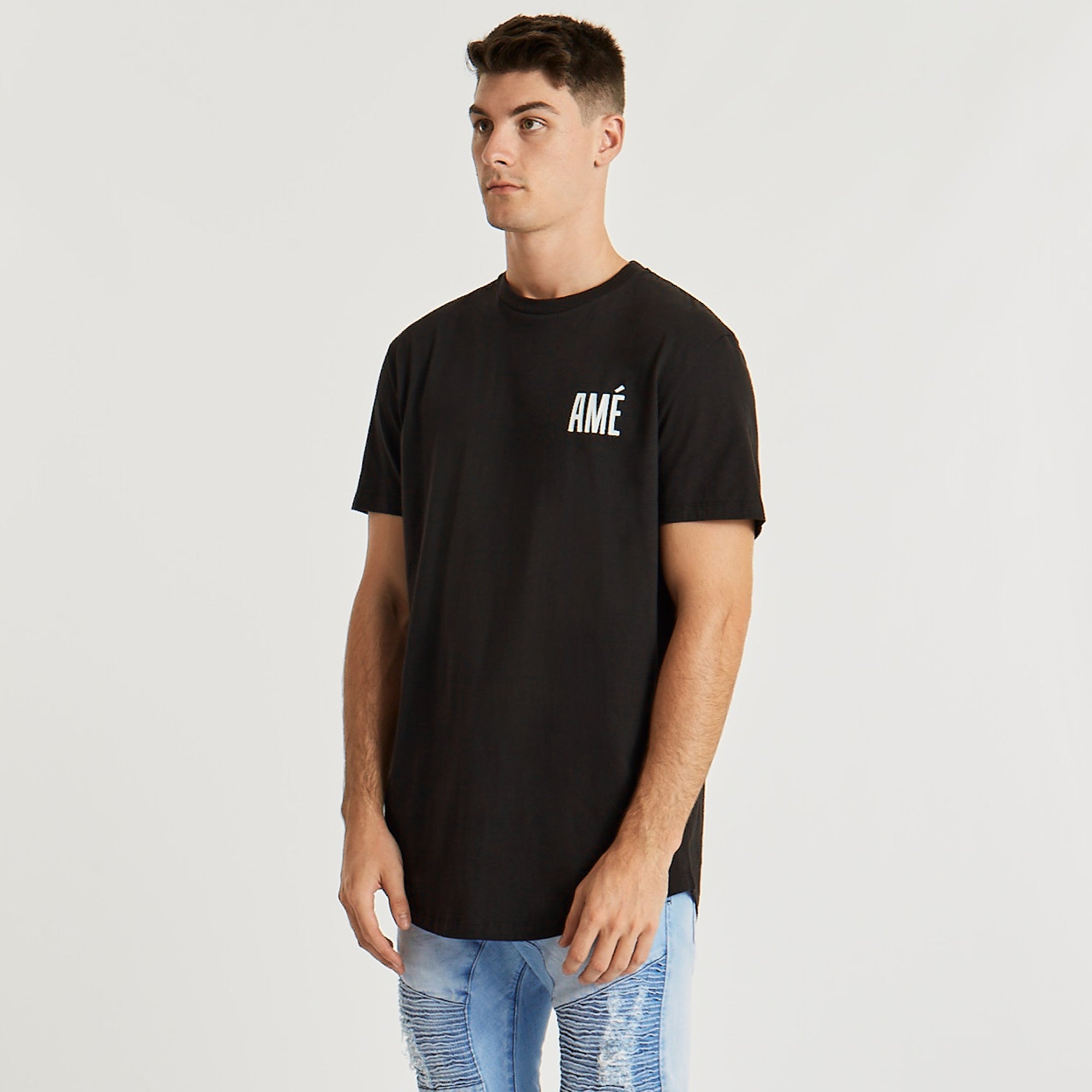 Cris Dual Curved T-Shirt Jet Black